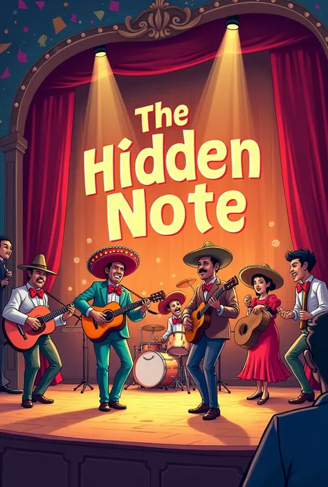 Create a cartoon orchestra 
From salsa playing on a stage that says “the hidden note”