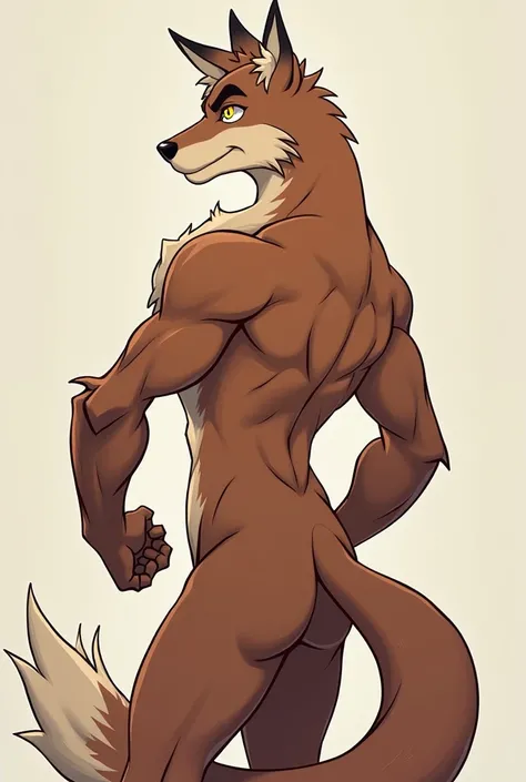 Saxy male furry with naked asshole shows his ass in anime style 