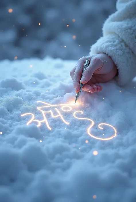 Write the name pasidi sankalpana literally in the snow with your finger as written by a  being.