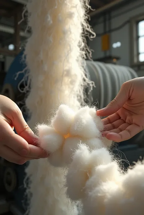 Hello, I want to produce a visual that describes the transformation of cotton into yarn.