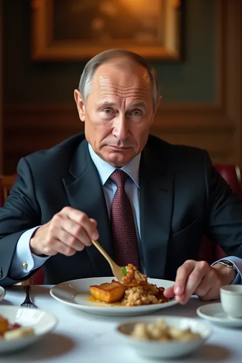 Putin eating food 