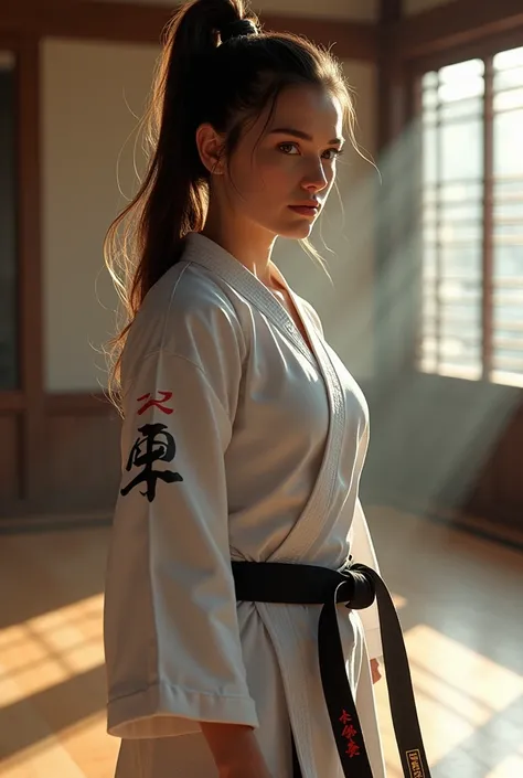 Female martial artist with a toned body