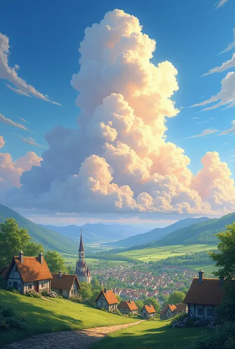 sky and a village