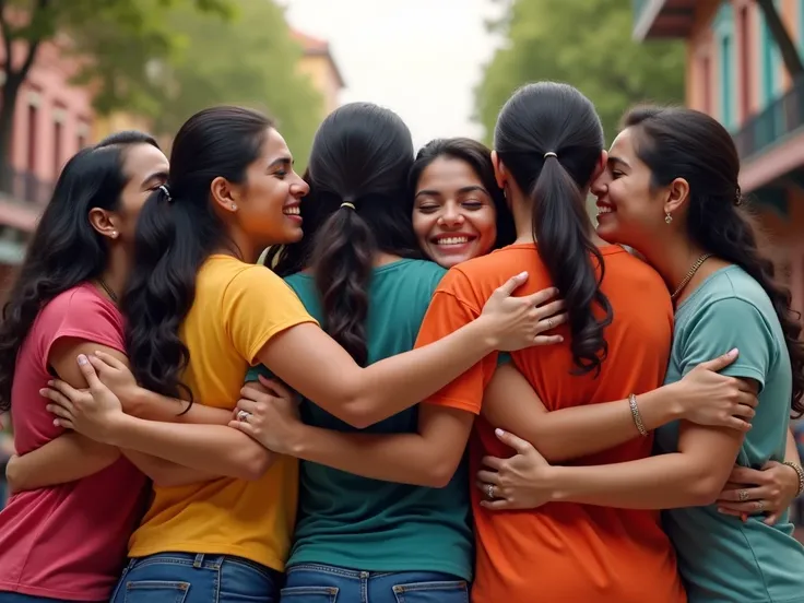 group of Mexican people from different social classes embracing each other in a friendly embrace, supporting each other in solidarity, twinned