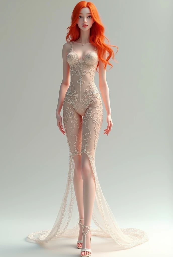  Avatar Roblox Sims tall white girl with red hair who wears a crystal and glass dress and heels and is modeling tall girl Roblox Sims 