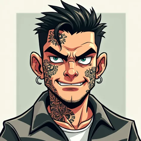 COOL PRISONER CARTOON FACE WITH TATTOOS