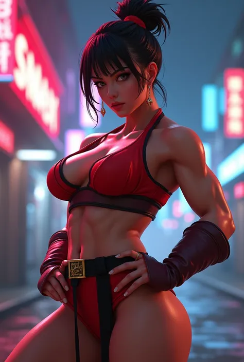 Chun Li posing showing her breasts