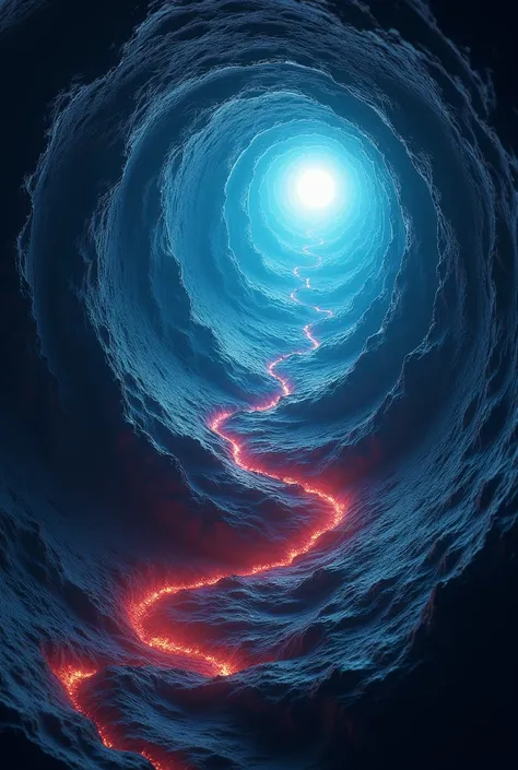 a deep, spiral-shaped abyss of blue and red colors