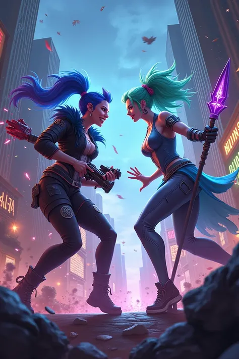 make a picture of jinx and lux in league of legends