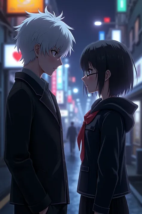 Tokyo Ghoul Kaneki with Touka she is wearing glasses 