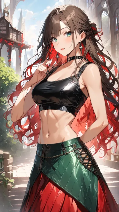 age/gender：26 years old /  female
My occupation is a curse bard 

(The color of the hair is dark red with a strong red tint:1.5)
Hairstyle： HALF UP。
Eyebrows/eyelashes： eyebrows are thinly trimmed 、My lashes are slightly longer and look darker with black m...