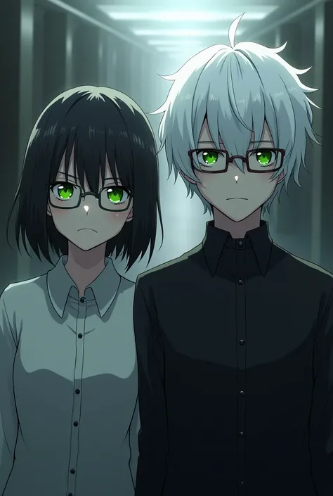 Tokyo Ghoul Kaneki has white hair with a touka she is wearing glasses and has green eyes they are in front of the photo not on the side only she has green eyes his is normal black hair up to her chin and without bangs and sashes thats one more 
 Perfect, r...