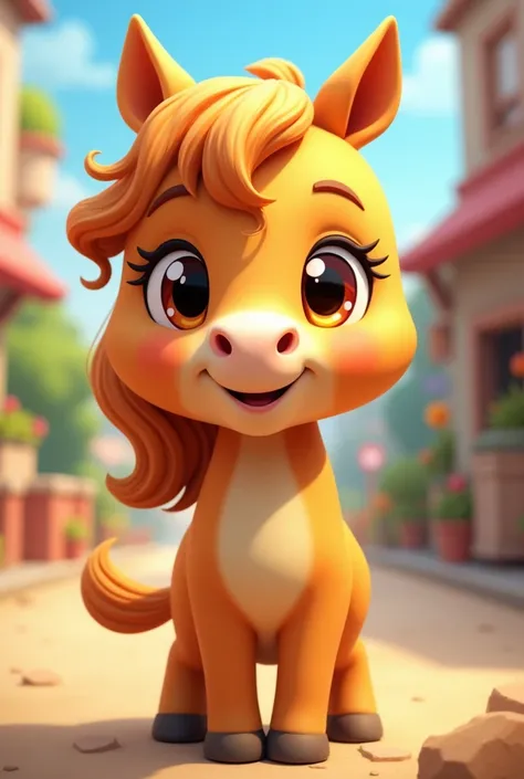 Cute Golden Brown Horse Body Mascot Cartoon