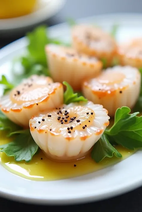 Delicious raw scallops