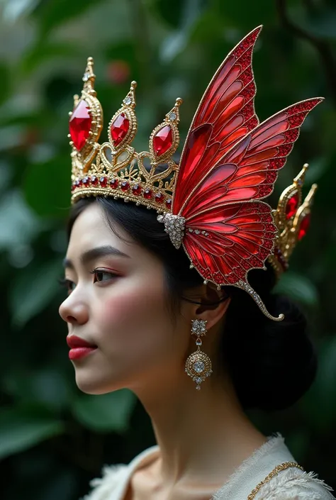 Beautiful Red Diamond Butterfly Crown