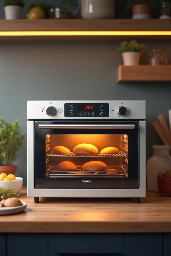 Oven that baking more than or equal to 30 degree Celsius, show the degree Celsius in the oven and the procedure to bake