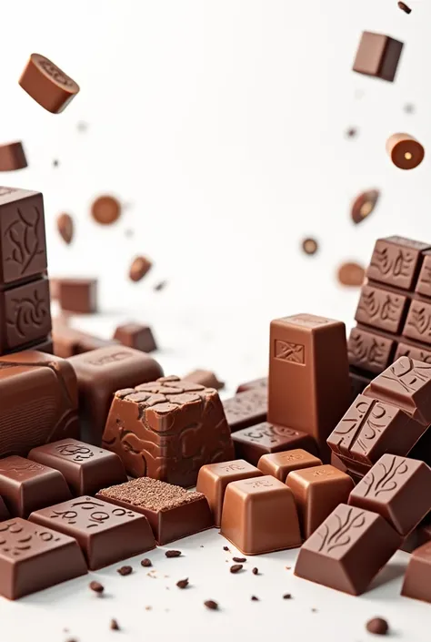 Many Chocolate bars  with white background 