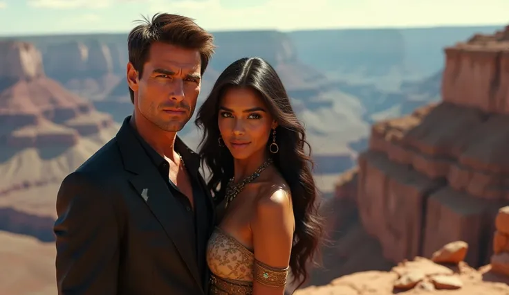 Tom Cruise and an Indian girl with big breasts are standing in the background,Grand Canyon