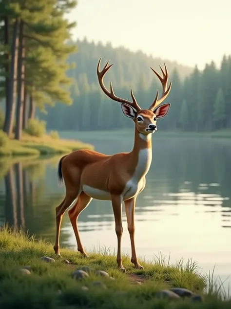 A deer by the lake