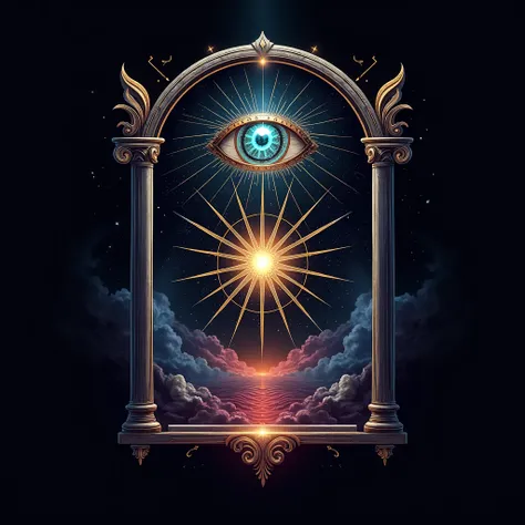  A detailed and elegant logo for a channel called Tarot , Astrology, Esotericism and Ovultism .  The design must feature a central symbol ,  like a mystical Tarot card floating on a starry or mystical esoteric background. In the center of the letter,  a br...