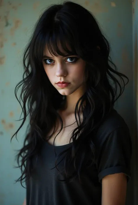 17-year-old brunette girl with black hair and goth attitude
