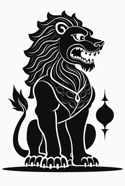 A Singapore Lion Vector Graphics Black and White Only.