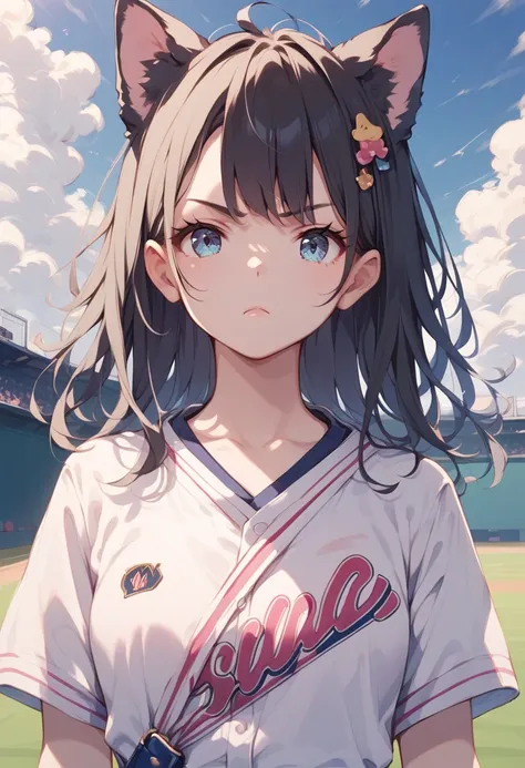 Dog Ears，   Thick black hair，    black ear    ，Serious，baseball，Anime Images