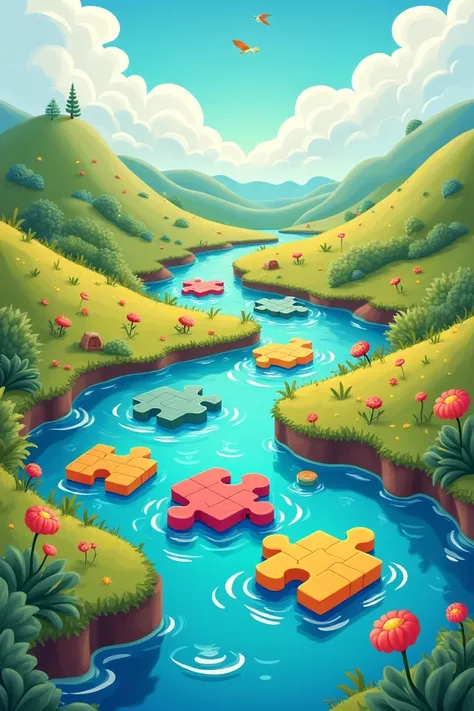 cartoon  puzzle river 