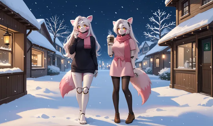 score_9,score_8_up, score_8, source_anime, source_anime, mangleFNIA,1girl,solo,long hair,large breasts,bow,animal ears,tail,yellow eyes,white hair,topless,furry,furry female,robot girl,white fur,bow,tail,robot joints,pink fur,black warm stockings, black sw...