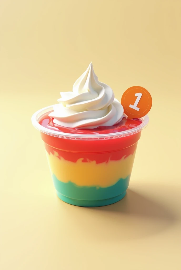 multi-colored pudding 1 ringgit in a small round plastic container 