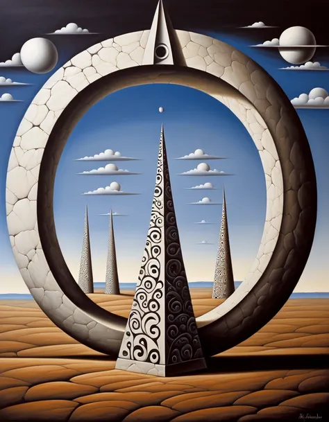 Cubist artwork in the standle of  Rafal Olbinski , Rafal Olbinski  standle, ( Art by Josef Capek :0.8) and (Alan Kennand:1.0) , paint, fascinating ([Stargate|]:1.3) ,  detailed with Western patterns ,  masterpiece , fauna and Beehive background, realistic,...