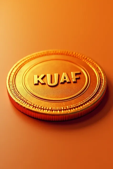 The coin with the inscription KUAF ;  is orange and realistic