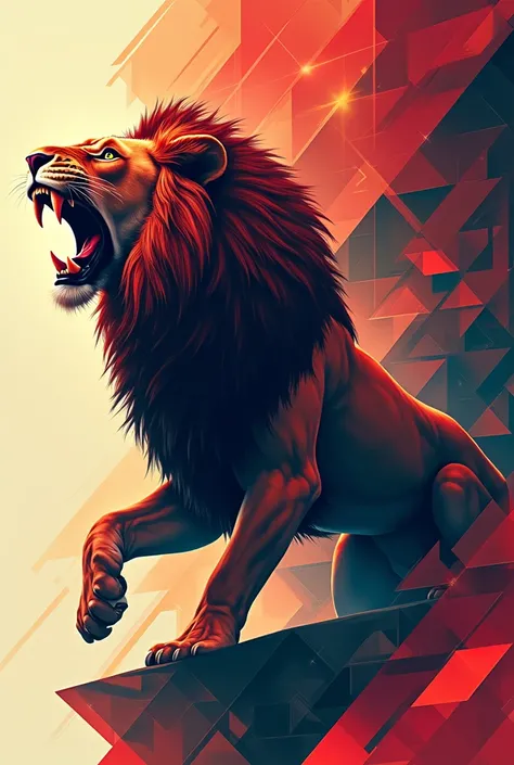 lion roar with ambition geometric design 