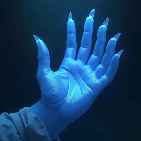 Blue varnished hand