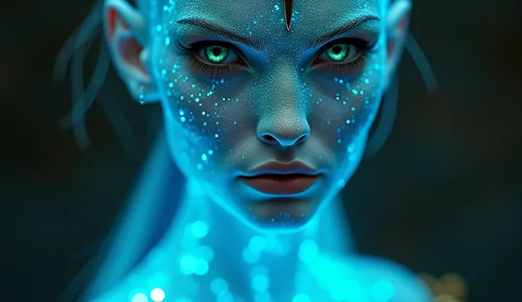 The full body of the Illyrian blue-skinned alien Queen Teuta of Albania is an elegant white-skinned Albanian woman of striking and ethereal beauty. Her warm, blue skin glows in all kinds of light, enhancing her radiant presence. She has large, almond-shape...