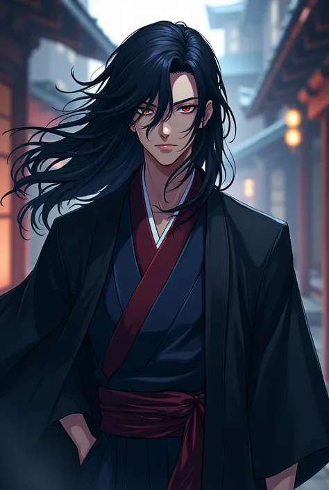  anime , villain, Handsome, meticulousness, Long hair, Japanese, Kimono