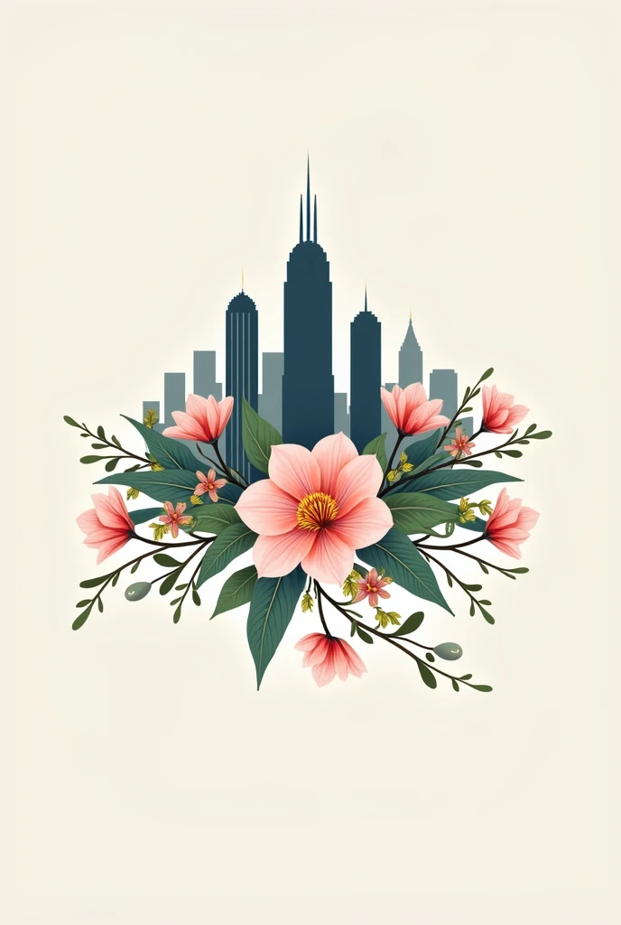 Im looking for a logo for Bouquet Properties that aligns with the concept Ive attached. The logo should depict a skyline and include the following flowers:

- Magnolia
- Tulip
- Jasmine
- Peony
- Orchids

Incorporate leaves and vines from these flowers as ...