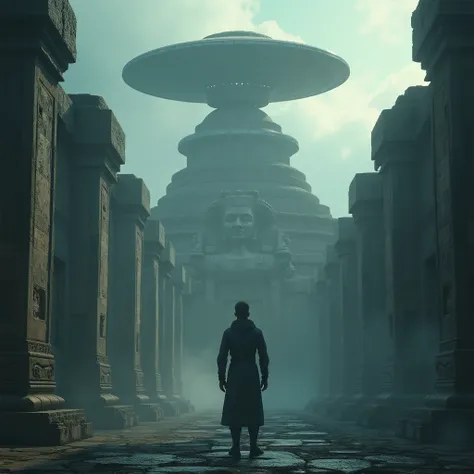 Thumbnail Ideas (Attractive and Clickable): Thumbnail text: "Is the secret of aliens hidden in ancient temples?" (in bold and big letters) Thumbnail Visuals: Misty view of an ancient temple. A saucer flying in the sky (UFO). A carving of a statue, showing ...