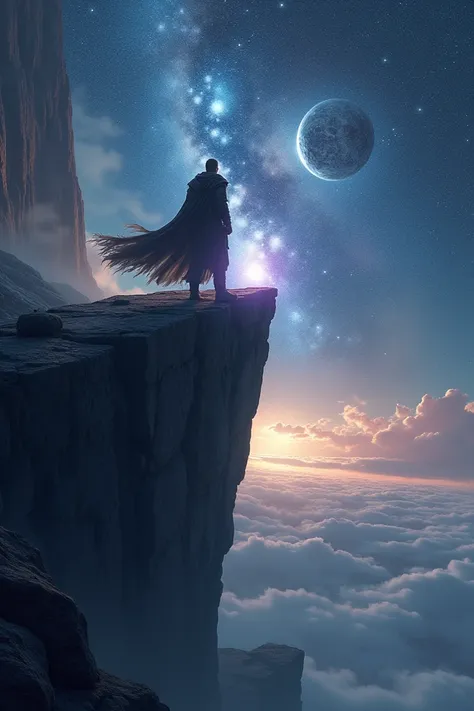 Zareth stood on the edge of a cliff overlooking the vast, starry expanse. With the Celestial Fist glowing on his hand, he gazed at the planet below, where a powerful stone was rumored to be hidden.

