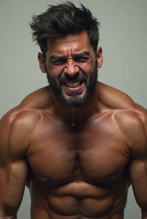 Beautiful muscle man crying