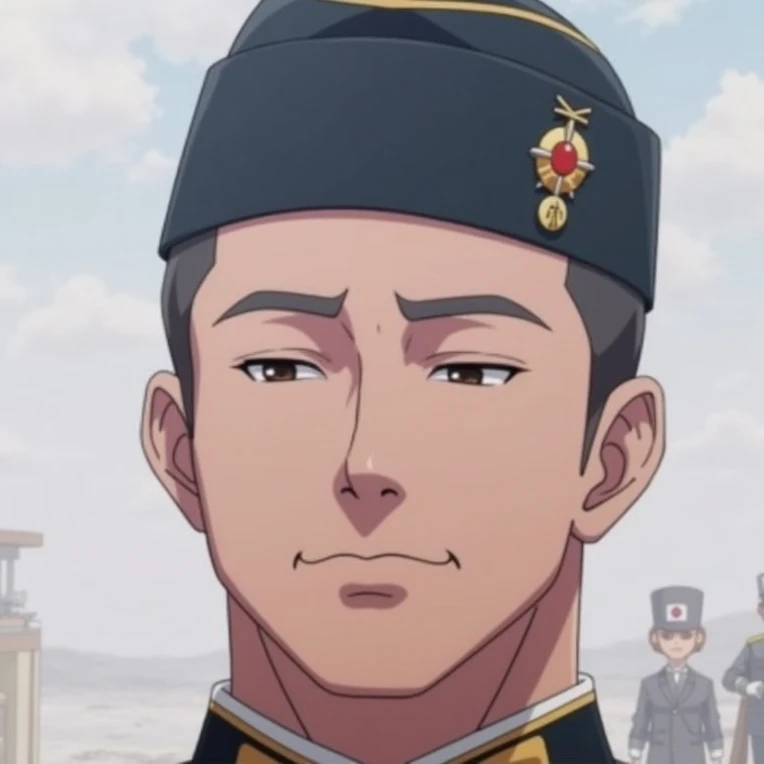 Make this person a Japanese military officer and wear a hat