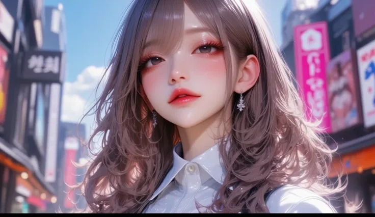 (masterpiece, Best picture quality, 8k), Real photo,Idol appearance, adult,  perfection of fashion,  Korean makeup, Lip Tint, whole body, A faint smile, Busy City Streets, Clear weather, Exquisitely Painted , Realistic, Outdoor,  ultra high definition , 3D...