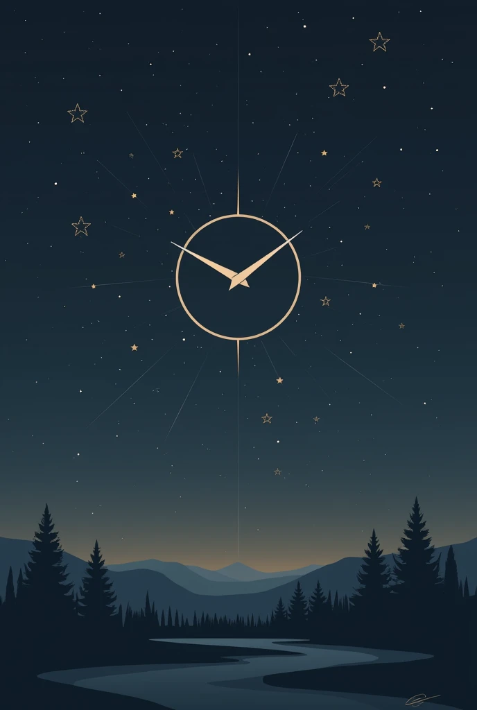 Clock logo. Stars. Memories. Simple