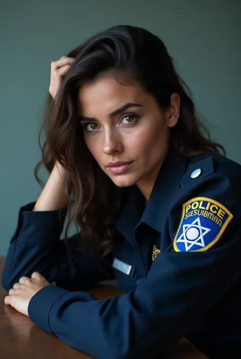 Brilliant Israeli star , woman on her side with the Israel Police uniform, slide image