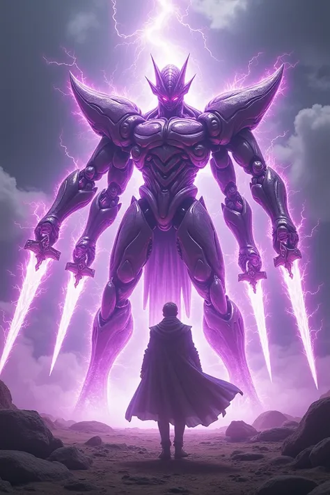 Bankai Denki no kami! *as he taps into his bankai suddenly 6 powerful gigantic mechanical arms with purple colour sparkling with purple electricity and all arms have a purple Electrical swords. and the hands radiates from his back* 