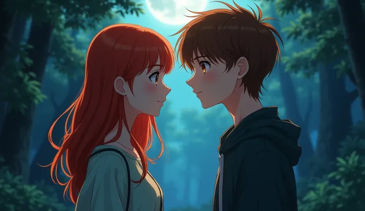 Evangelines eyes met his, filled with relief and gratitude


17-year-old boy with chestnut hair and hazel eyes

An eighteen-year-old red-haired girl




forest at night

anime style