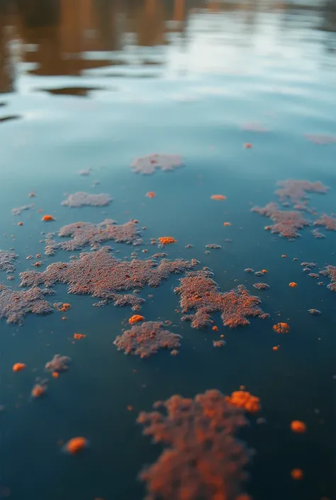   Water with reddish or orange spots,  symbolizing the  "rust ".