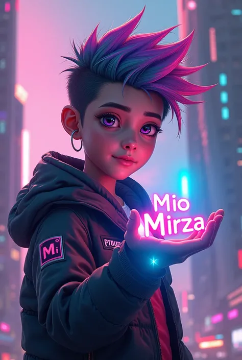  I want an image of a futuristic boy, With the name in the hand. MiO_MIRZA