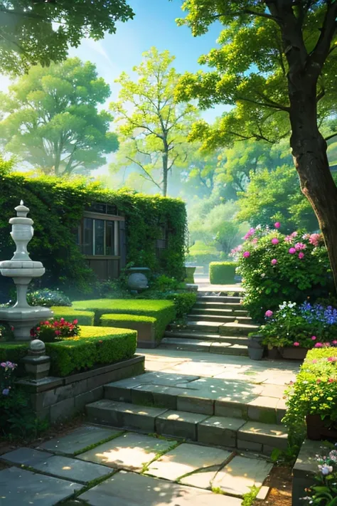  best quality、Lush garden、 Mysterious Atmosphere 、 beautiful scenery