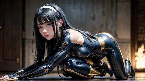 prostration、pubic hair、 mechanical hairband 、nsfw、naked、flat breasts、c3po、masterpiece、 best quality、 max image、 high definition ...